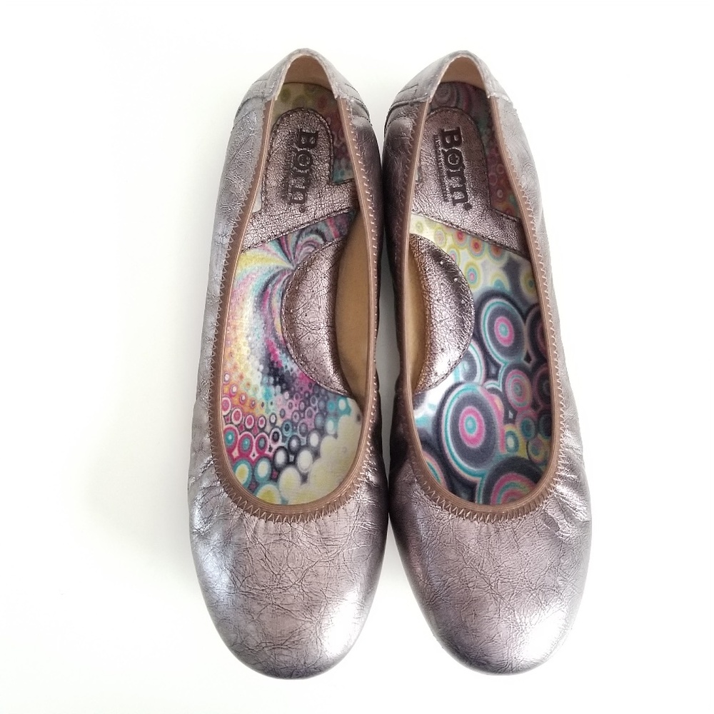 BORN Julainne Ballet Flats Metallic Leather Shoes - Picture 7 of 12